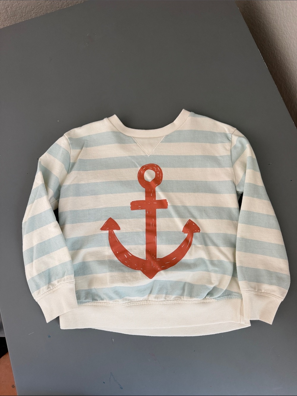 Striped Anchor Sweatshirt for Kids - Light Blue & White